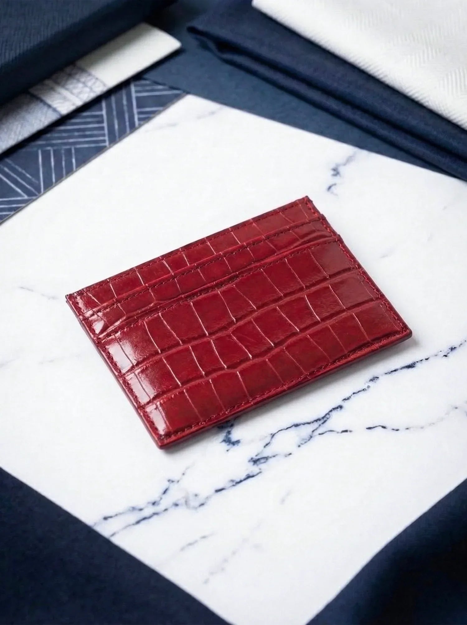 Burgundy Red Croc Cardholder