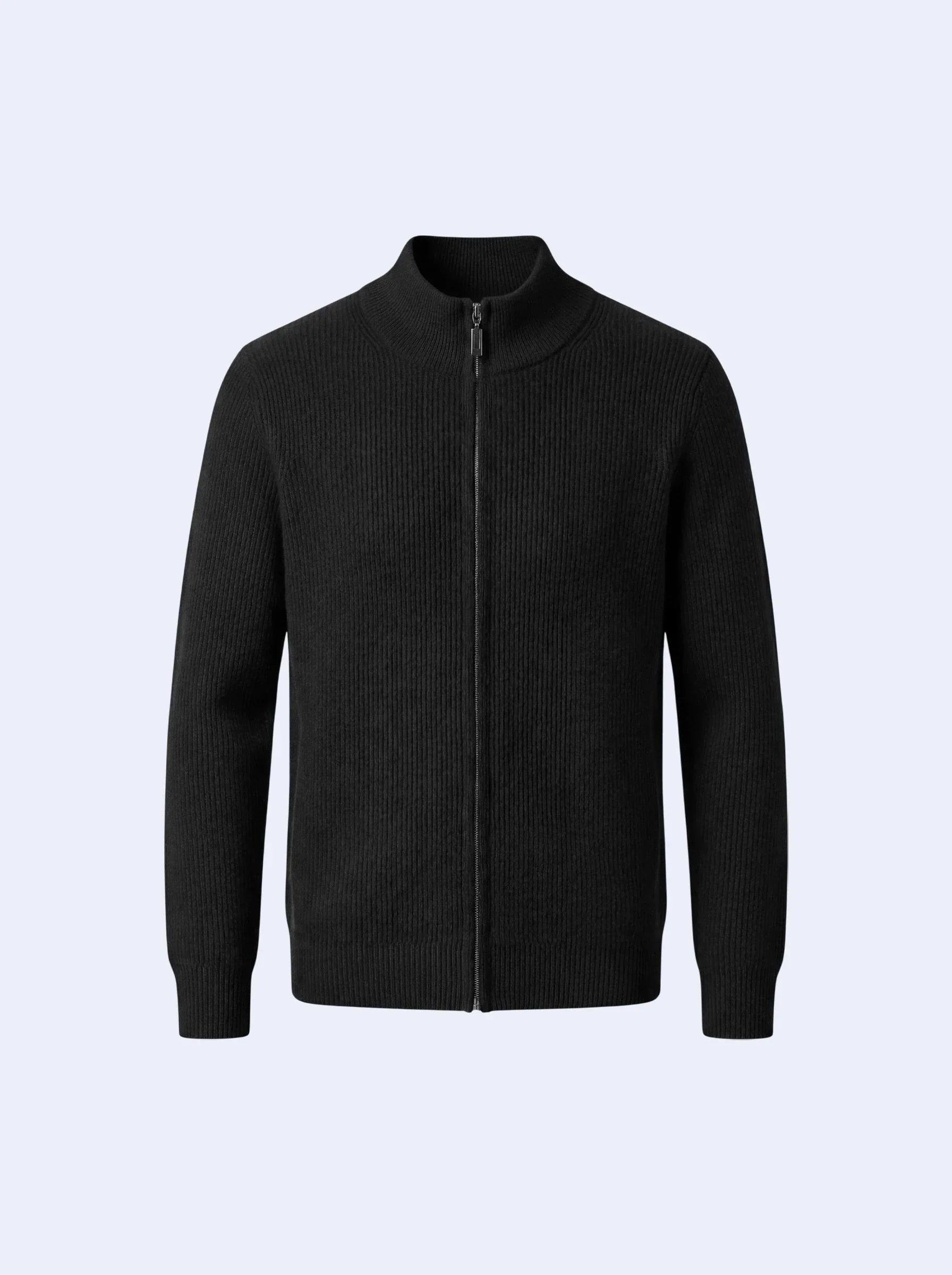 Cashmere Zip-Up Cardigan Black