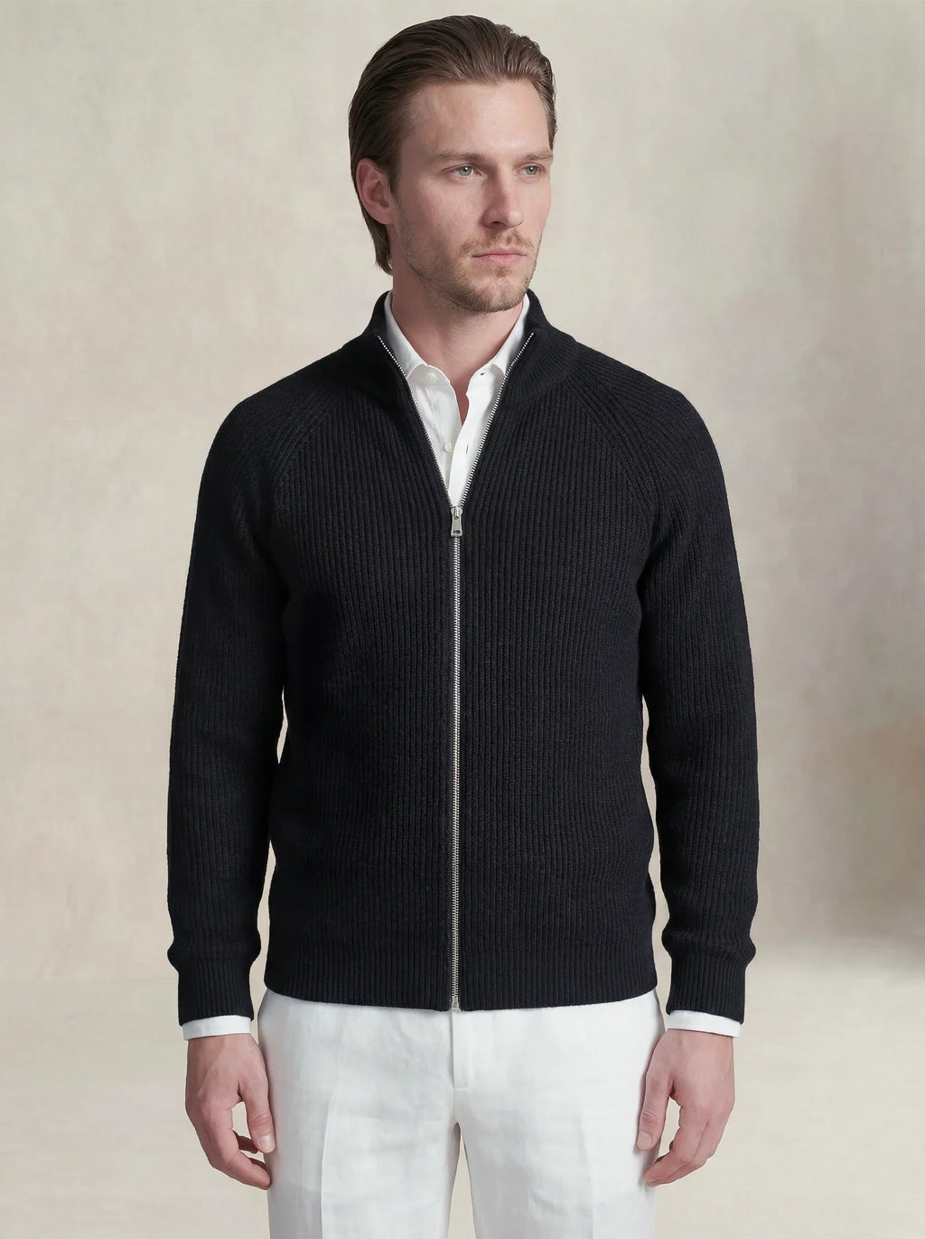 Zip-Up Cardigan Black